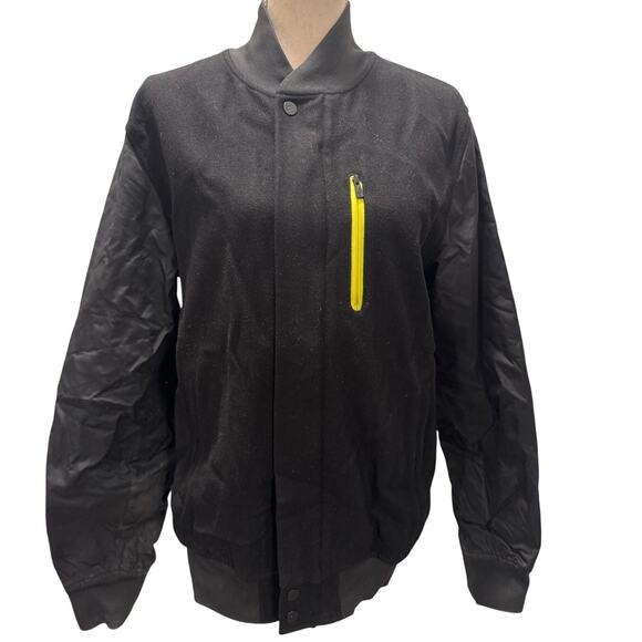 Nike Varsity Jacket Mens Medium Black Yellow Wool Blend Baseball Bomber GUC